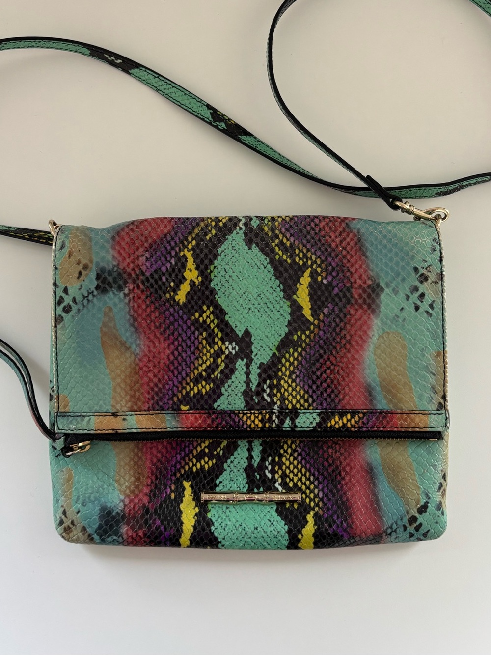 Elaine Turner Turquoise Multicolor Snake-Print Crossbody
